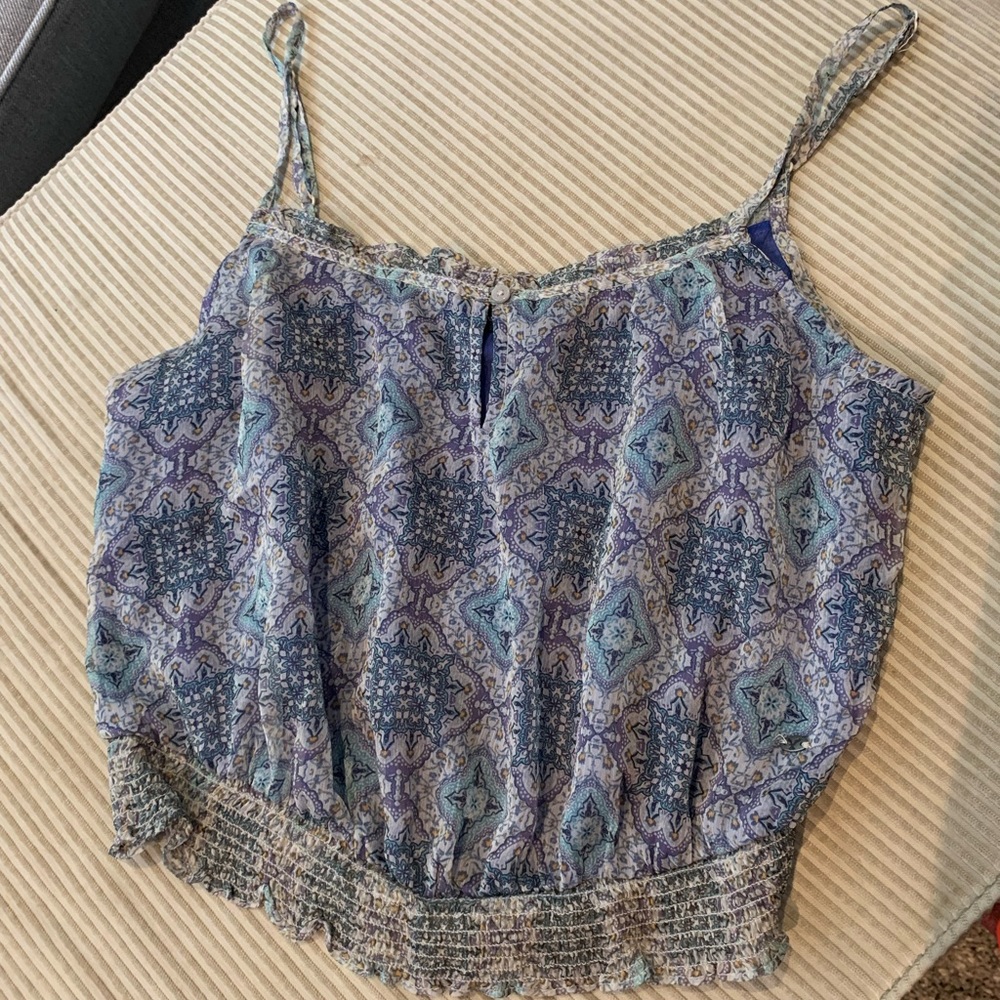 ae paisley spaghetti strap blouse crop top